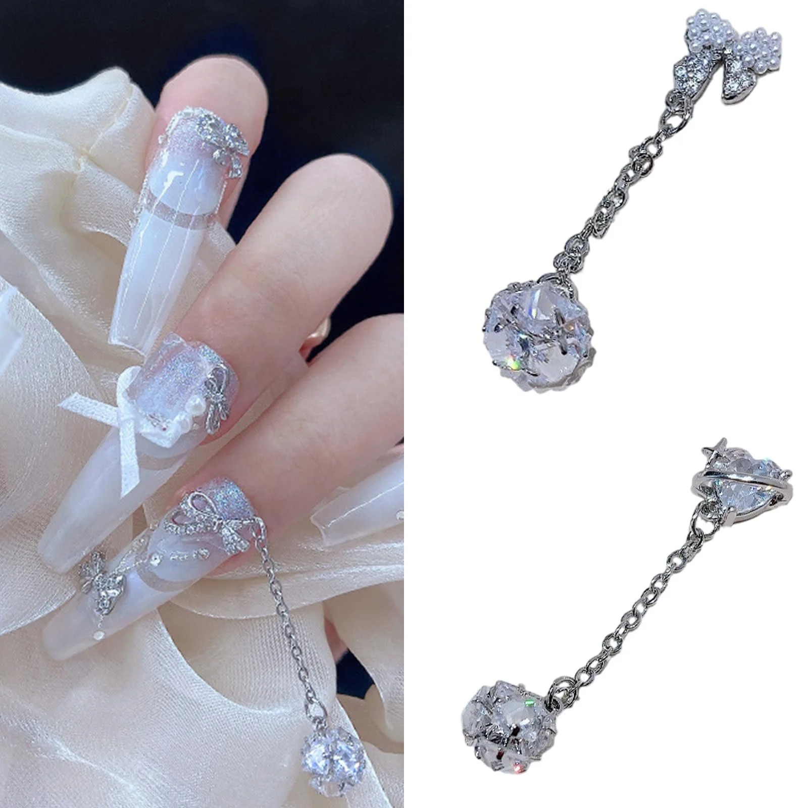 3D Подвеска для ногтей Бантик Циркон Стразы для ногтей Маникюр Украшения для ногтей, фото №2