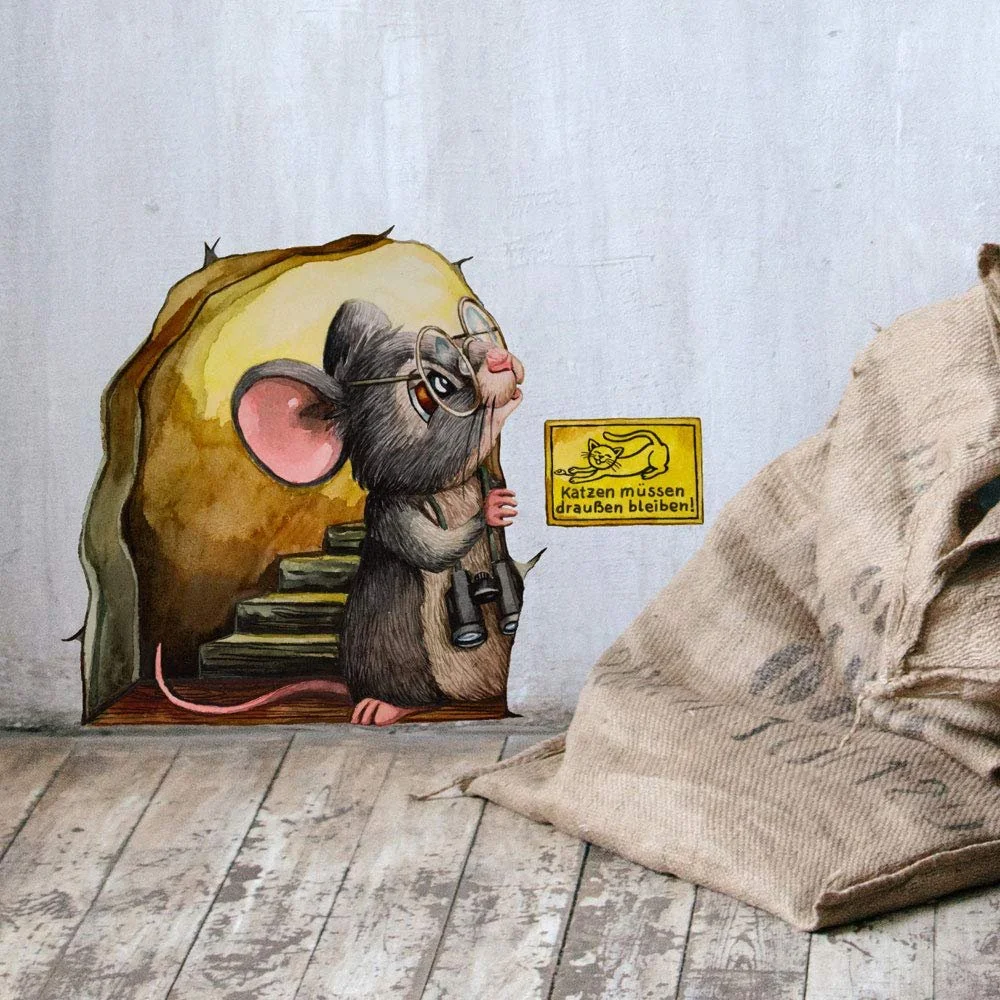 Наклейка на стіну ilka parey wandtattoo-welt Мишачі двері MT5 Котам вхід заборонено, фото №2