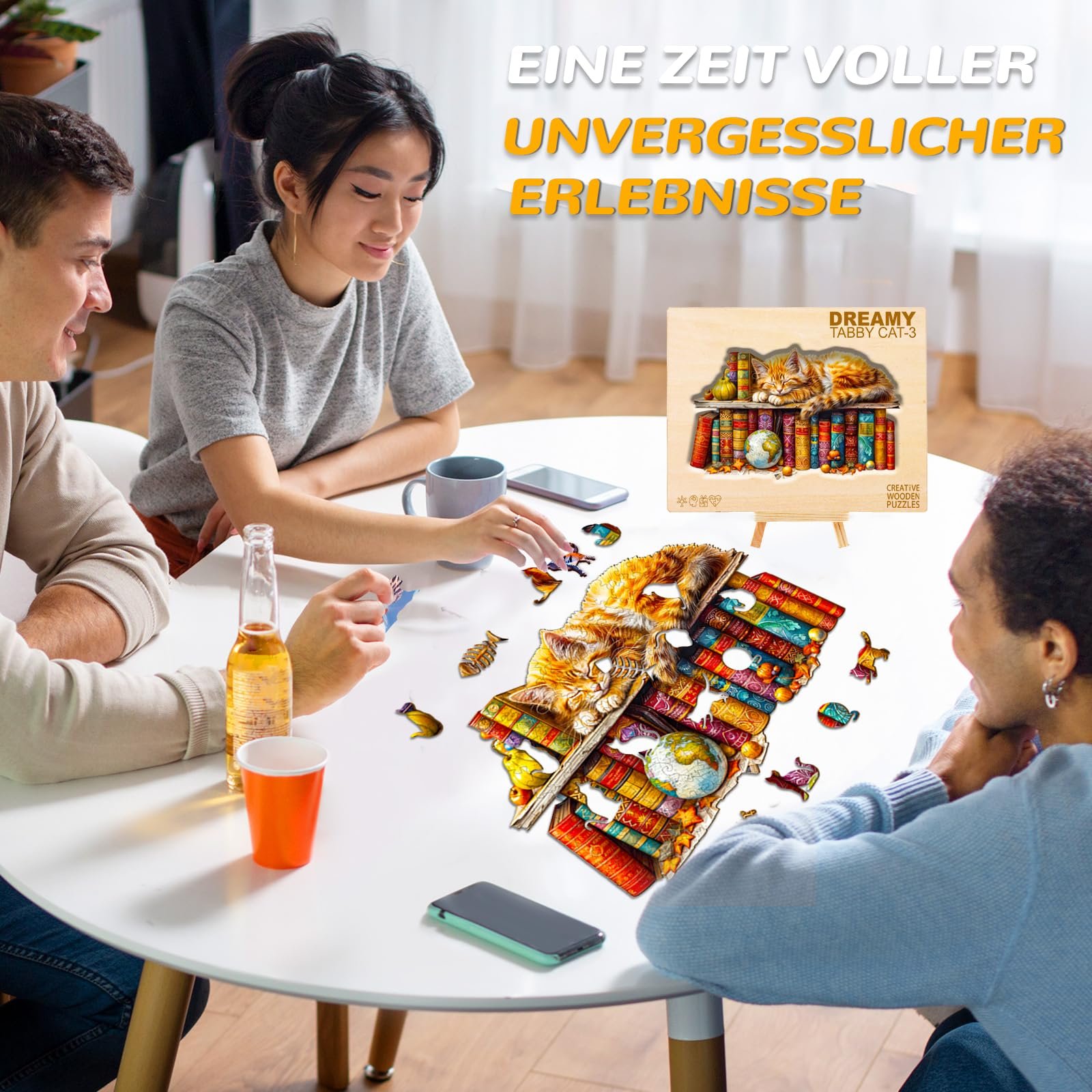 Деревянный пазл Sleepy Cat уникальные формы L-34 x 21.5 cm 235 деталей, фото №6