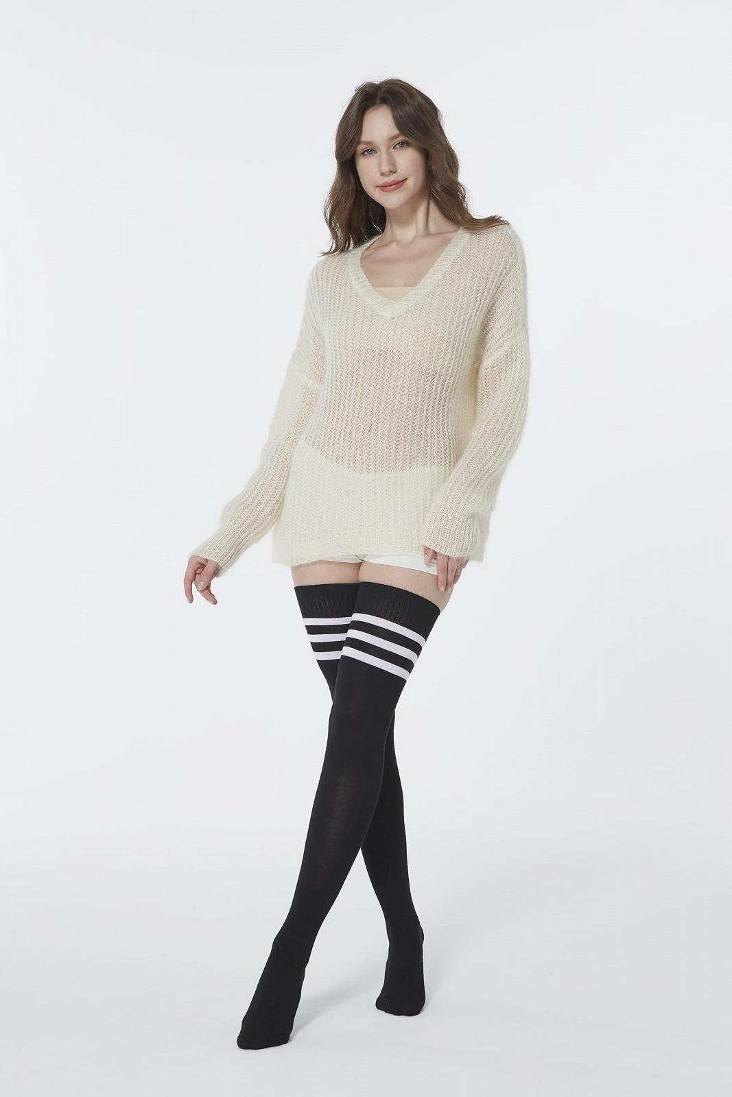 Женские Очень Длинные Хлопковые Полосатые Носки выше Колена, фото №5