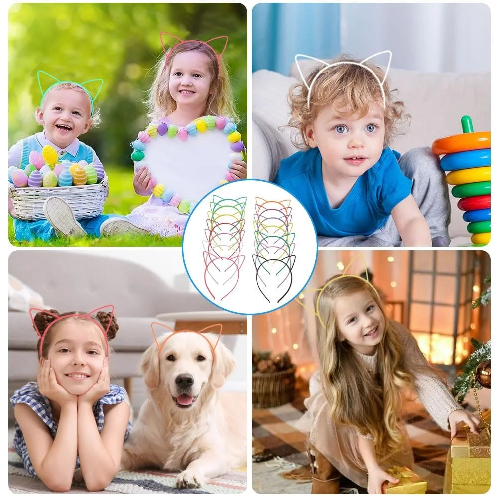 Набір обручів на голову з котячими вушками, 12 штук, фото №6 Набір обручів на голову з котячими вушками, 12 штук, фото №6