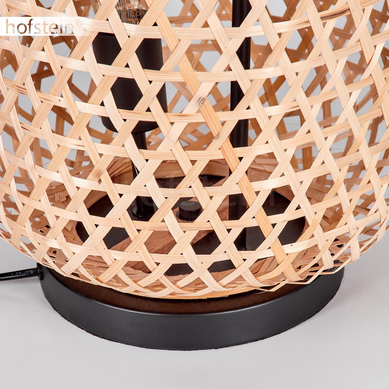 Настільна лампа Bauro Modern Boho Метал/Бамбук 2 x E27 Чорний/Натуральний, фото №7