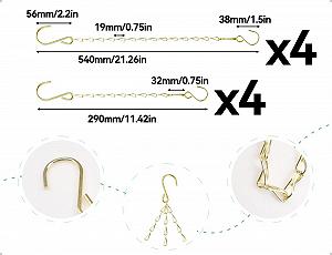 Цепочки для подвесных корзин 8 шт. Металлические 29 см и 54 см Золотистые synthetic.ua - Фото 1