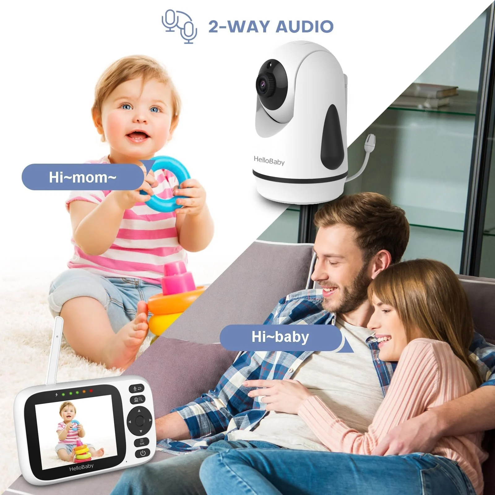 Відеоняня HelloBaby HB6339 3.2" IPS Pan-Tilt-Zoom VOX, фото №4 Відеоняня HelloBaby HB6339 3.2" IPS Pan-Tilt-Zoom VOX, фото №4
