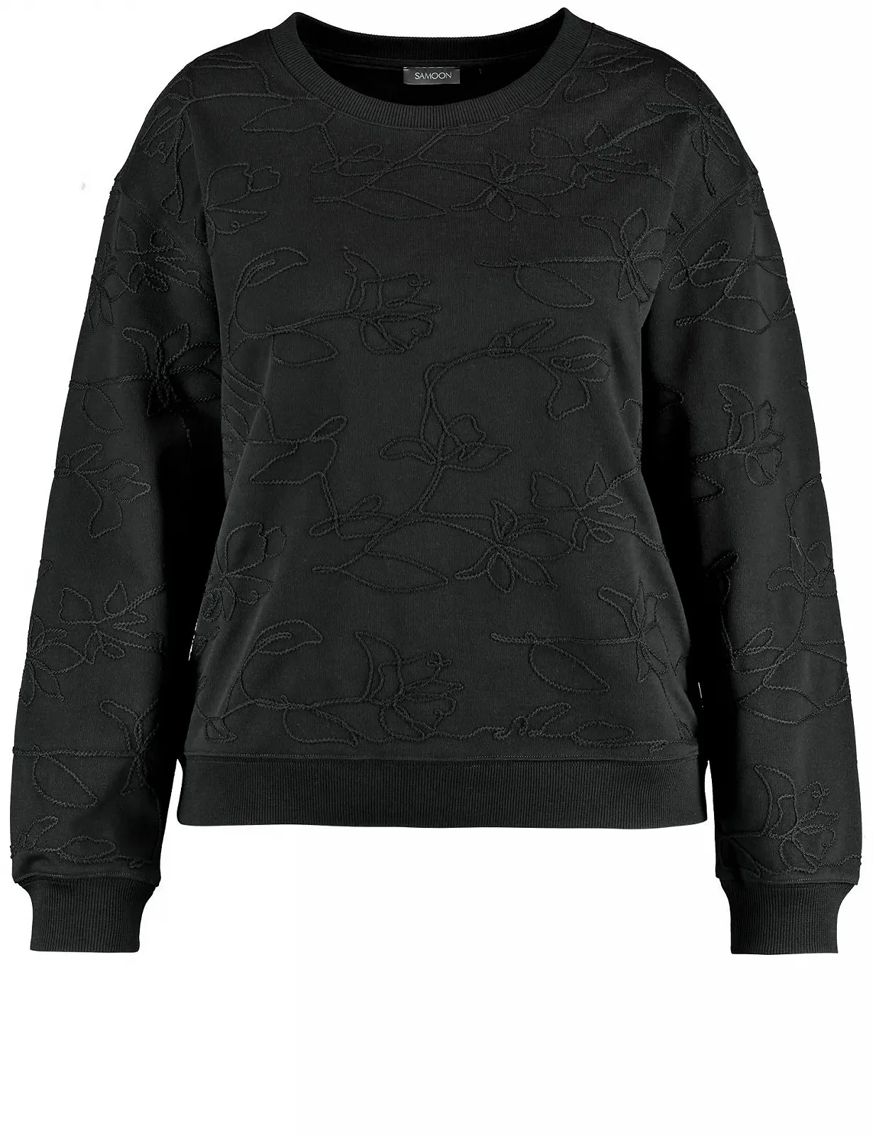 Жіночий світшот Samoon з куліскою, аплікацією, довгими рукавами, однотонними манжетами, фото №1