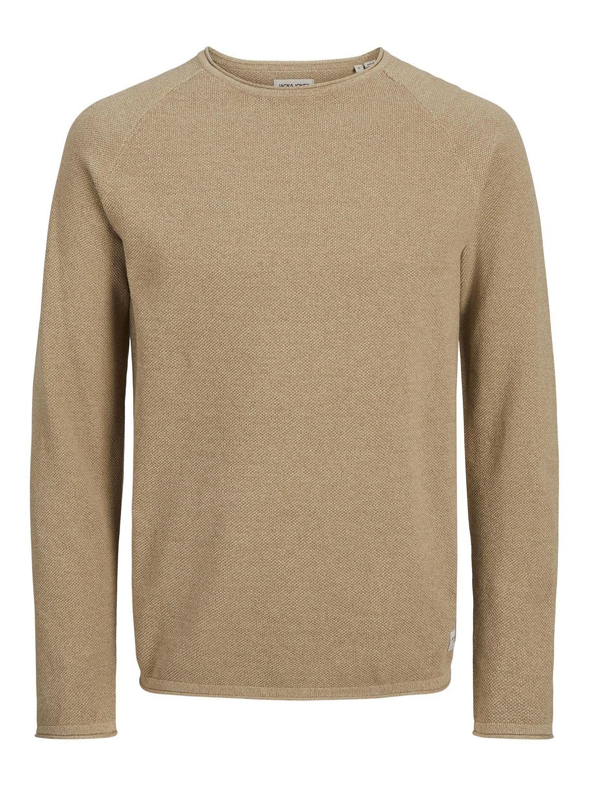 Вязаний пуловер JACK & JONES JJEHILL, чоловічий, з круглим вирізом, базова модель, з довгими рукавами, бавовняна сорочка, фото №1