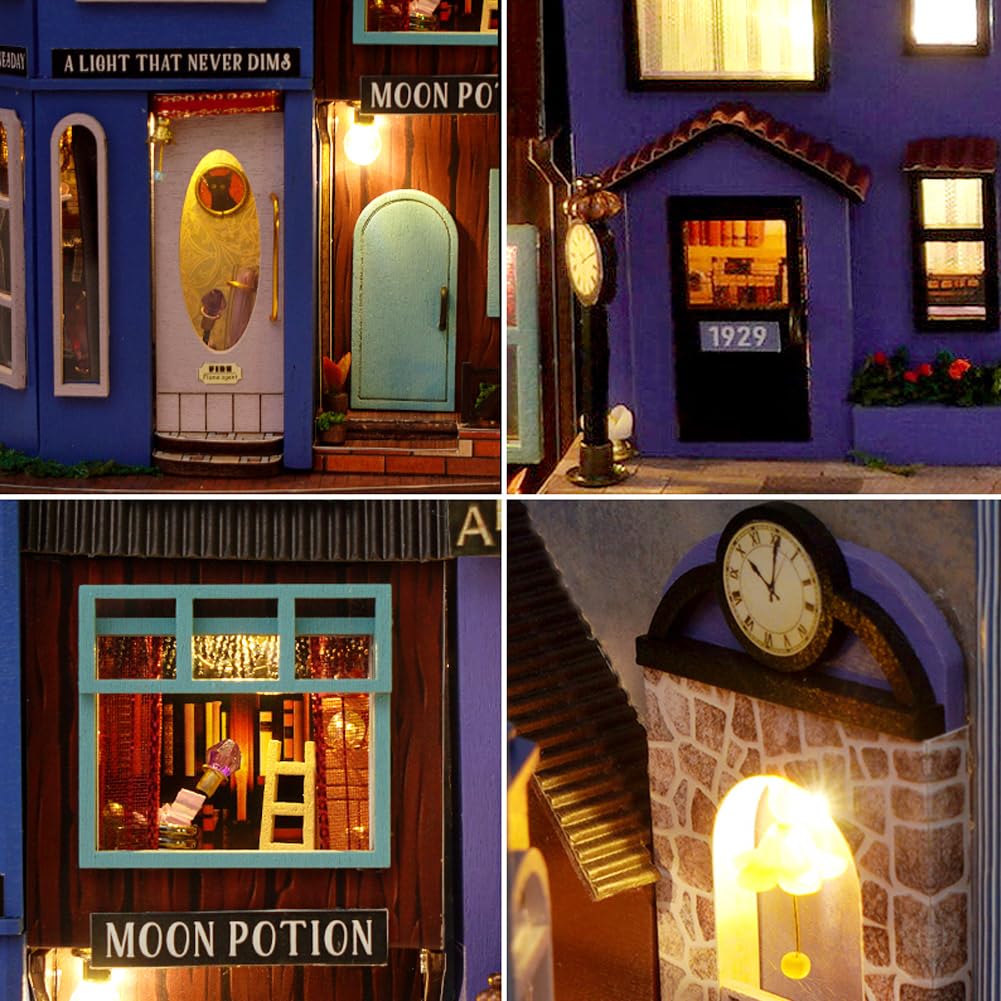 Конструктор Book Nook Dollhouse Puzzle Toy Миниатюрный Magic Bookcase с мебелью и пылезащитной крышкой, фото №7