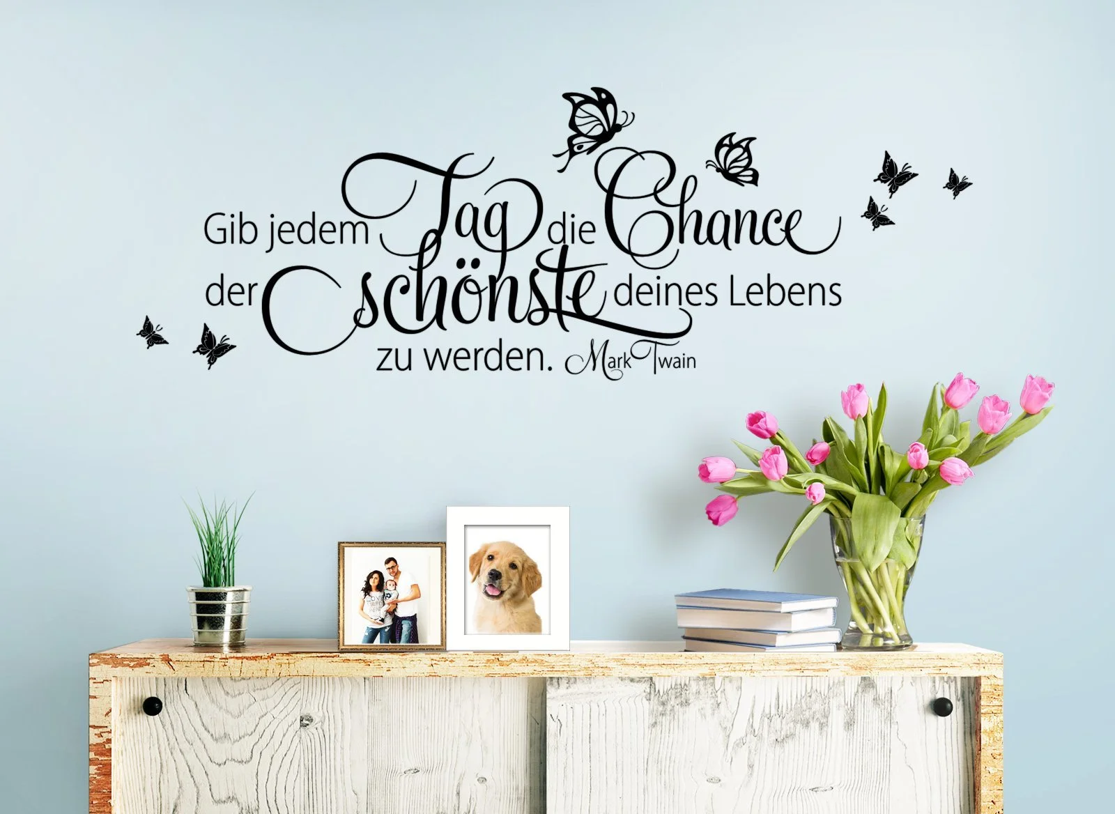 Настінна наклейка Wandora Quote "Gib Jeden Tag die Chance" 90 x 31 см W1534 Чорна, фото №2