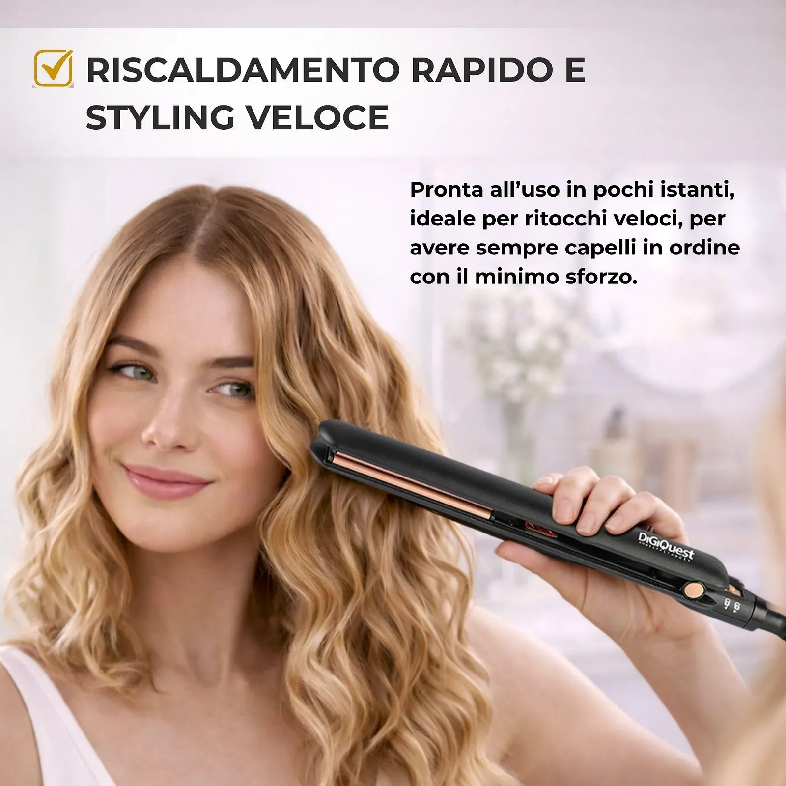 Випрямляч DIGIQUEST Ceramic Plate 35 W 200 °C Rose Gold and Black, фото №5 Випрямляч DIGIQUEST Ceramic Plate 35 W 200 °C Rose Gold and Black, фото №5