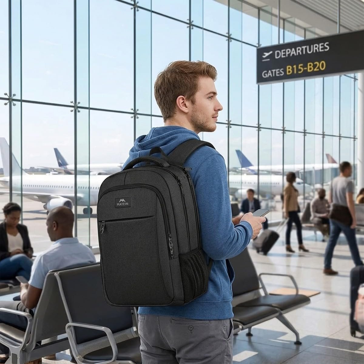 Рюкзак для ноутбука MATEIN 15.6 дюйма USB Чорний, фото №7 Рюкзак для ноутбука MATEIN 15.6 дюйма USB Чорний, фото №7