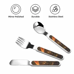 Набір дитячих столових приборів з принтом «Грибний світ», три предмети, багаторазовий synthetic.ua - Фото 1