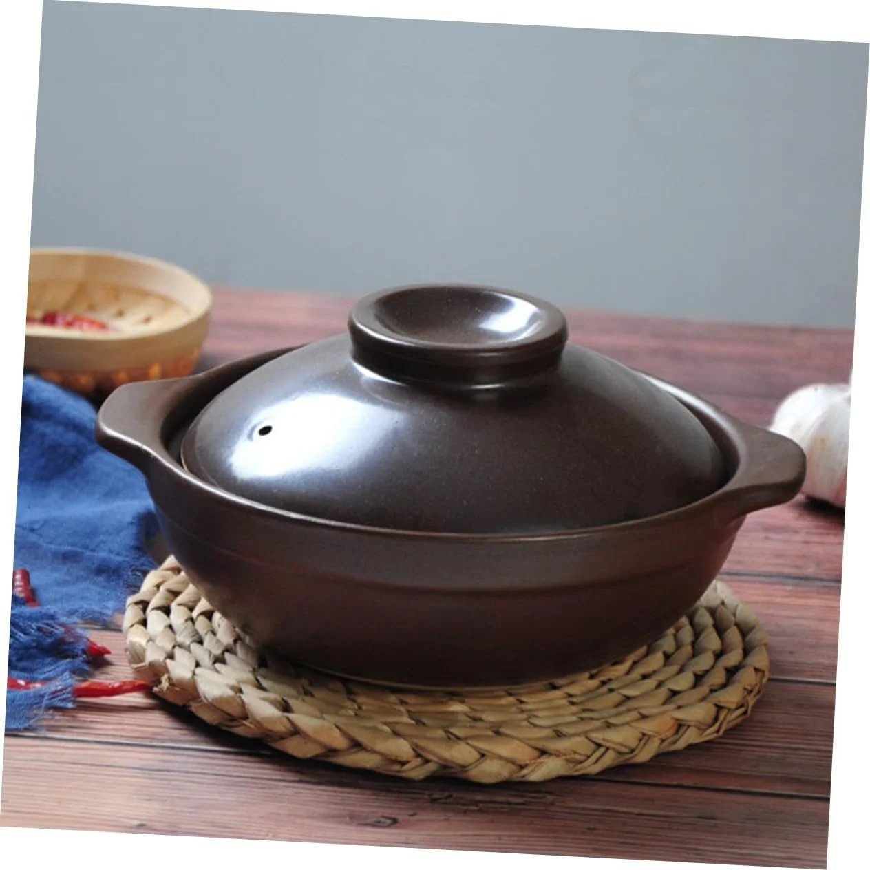 Кастрюля для тушения VALICLUD керамическая с двумя ручками термостойкая, фото №4