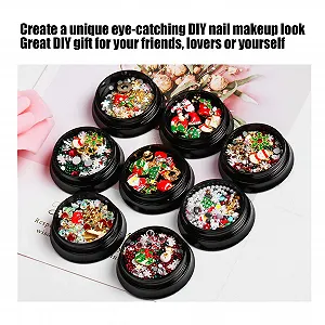 Набор для ногтей Рождественский, 8 шт., сплавные заклепки, жемчуг, DIY, микс жемчуга, стразы для украшения ногтей, рождественские украшения, маникюрный салон synthetic.ua - Фото 1