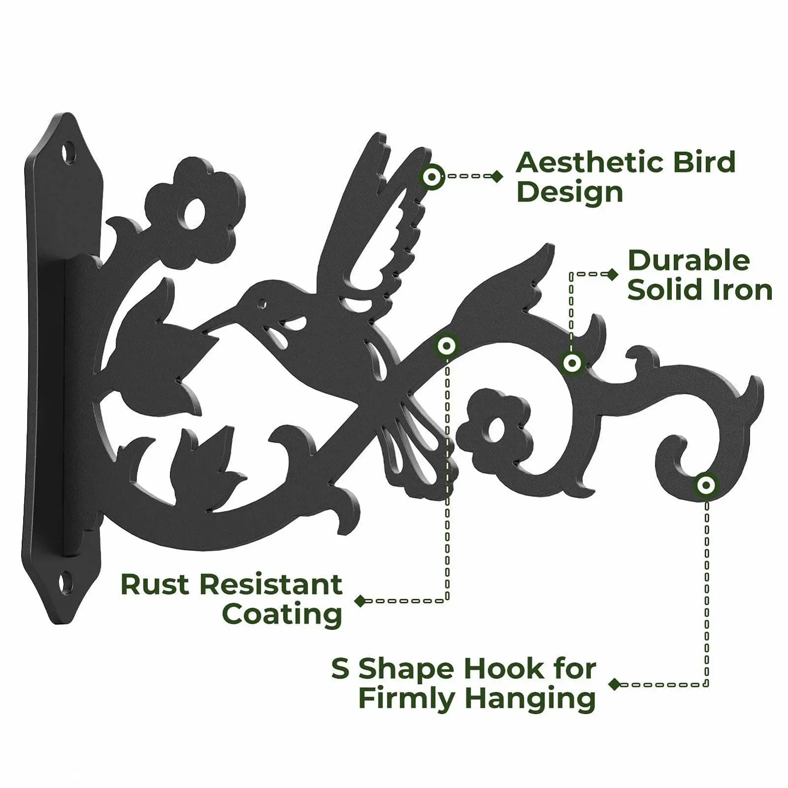 Настенный держатель для растений Bird Design Металлический Рустикальный, фото №6