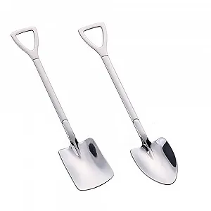 Ложка из нержавеющей стали в форме лопаты для кофе, чая, сахара, десертов для вечеринок, 4 шт - Фото 1