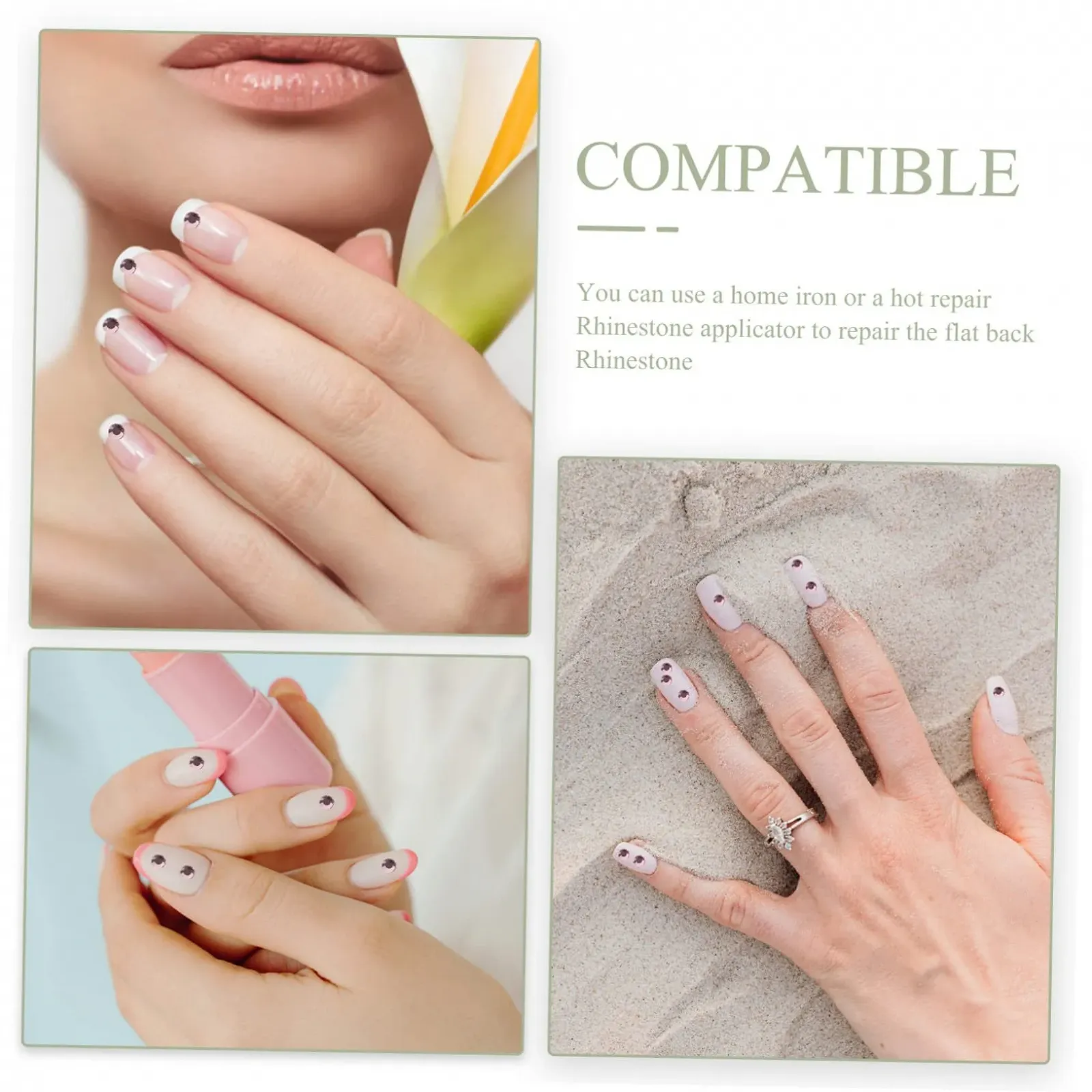 Набор страз для ногтей FRCOLOR 4 в 1, красные, розовые, стеклянные, фото №6