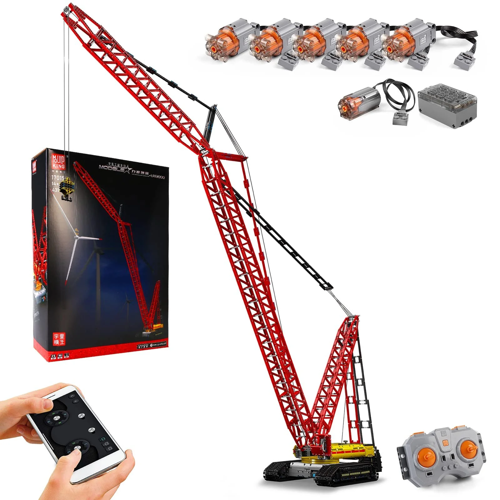 Конструктор Кран Грузовик Mould King Technik 4318 деталей, управляемый через приложение, высокопроизводительный гусеничный кран с моторами, игрушечное строительное транспортное средство для детей, фото №1