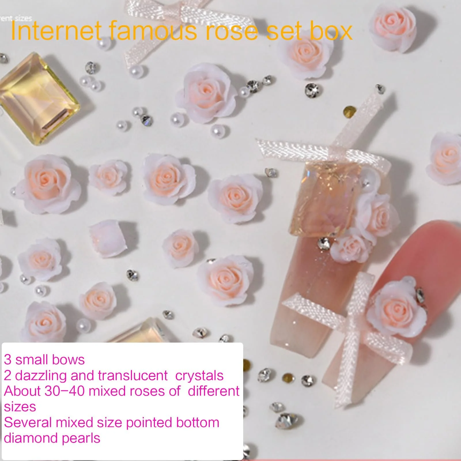 Стразы 3D Цветы Жемчугом для ногтей Искусство смешанные украшения, фото №9