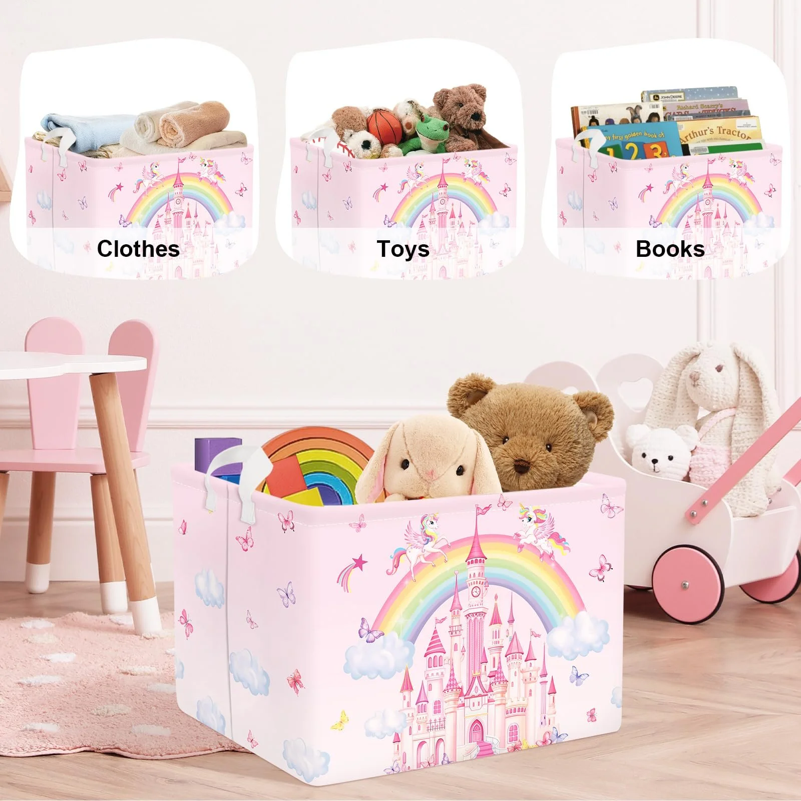 Корзина для игрушек Детская HUUMONSS Rainbow Animals Складная для девочек Большая, 36 л, фото №4 Корзина для игрушек Детская HUUMONSS Rainbow Animals Складная для девочек Большая, 36 л, фото №4