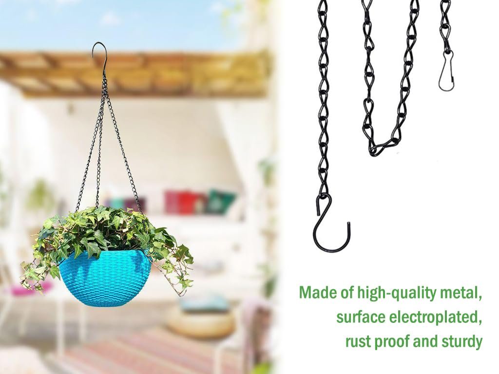 Ланцюжки для підвісних кошиків Набір 12 шт. Металеві з гачками 50 см Чорний, фото №3 Ланцюжки для підвісних кошиків Набір 12 шт. Металеві з гачками 50 см Чорний, фото №3