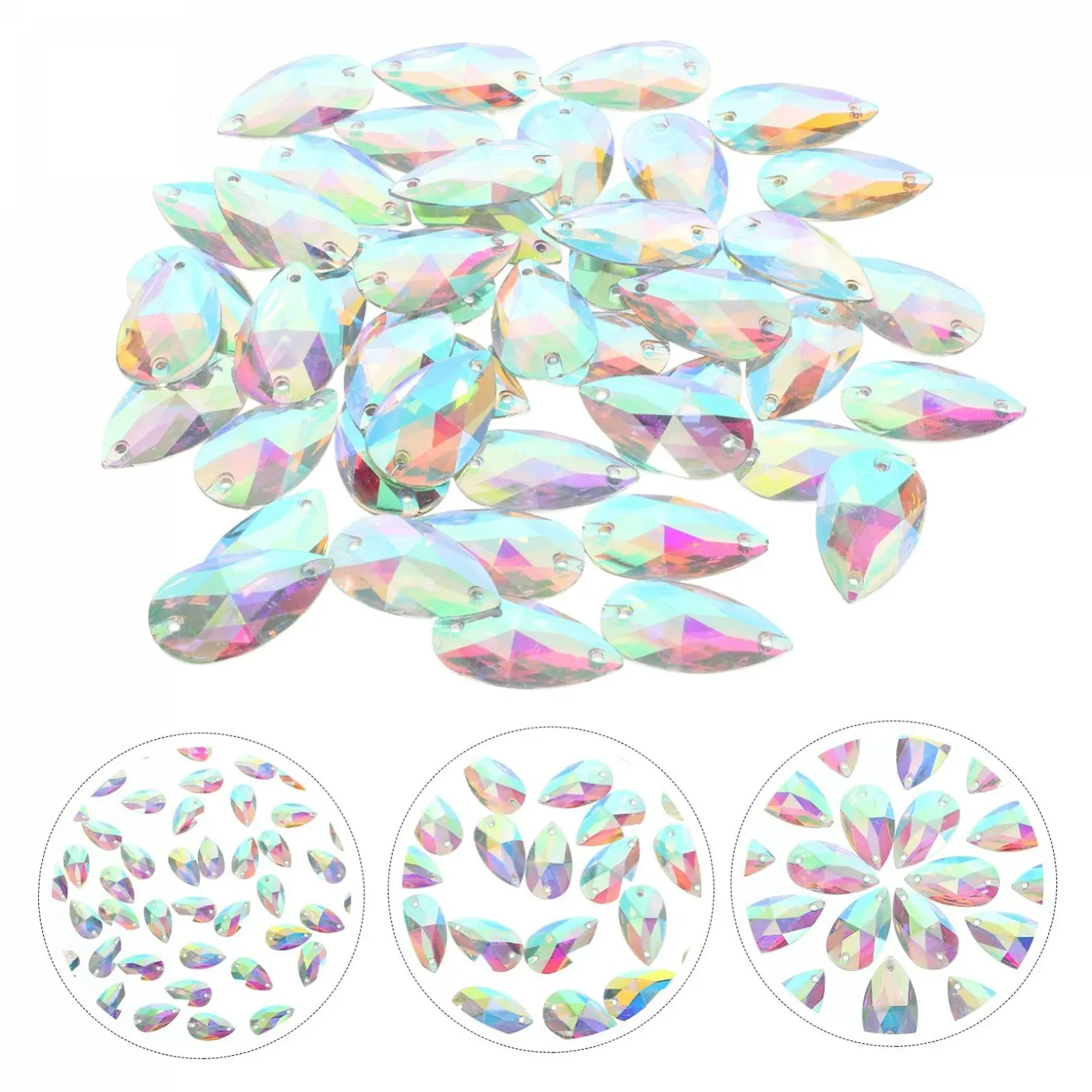 Стрази FRCOLOR Краплеподібні Плоскі 100 штук Камені для шиття Коштовності Кришталеві Плоскі, фото №5