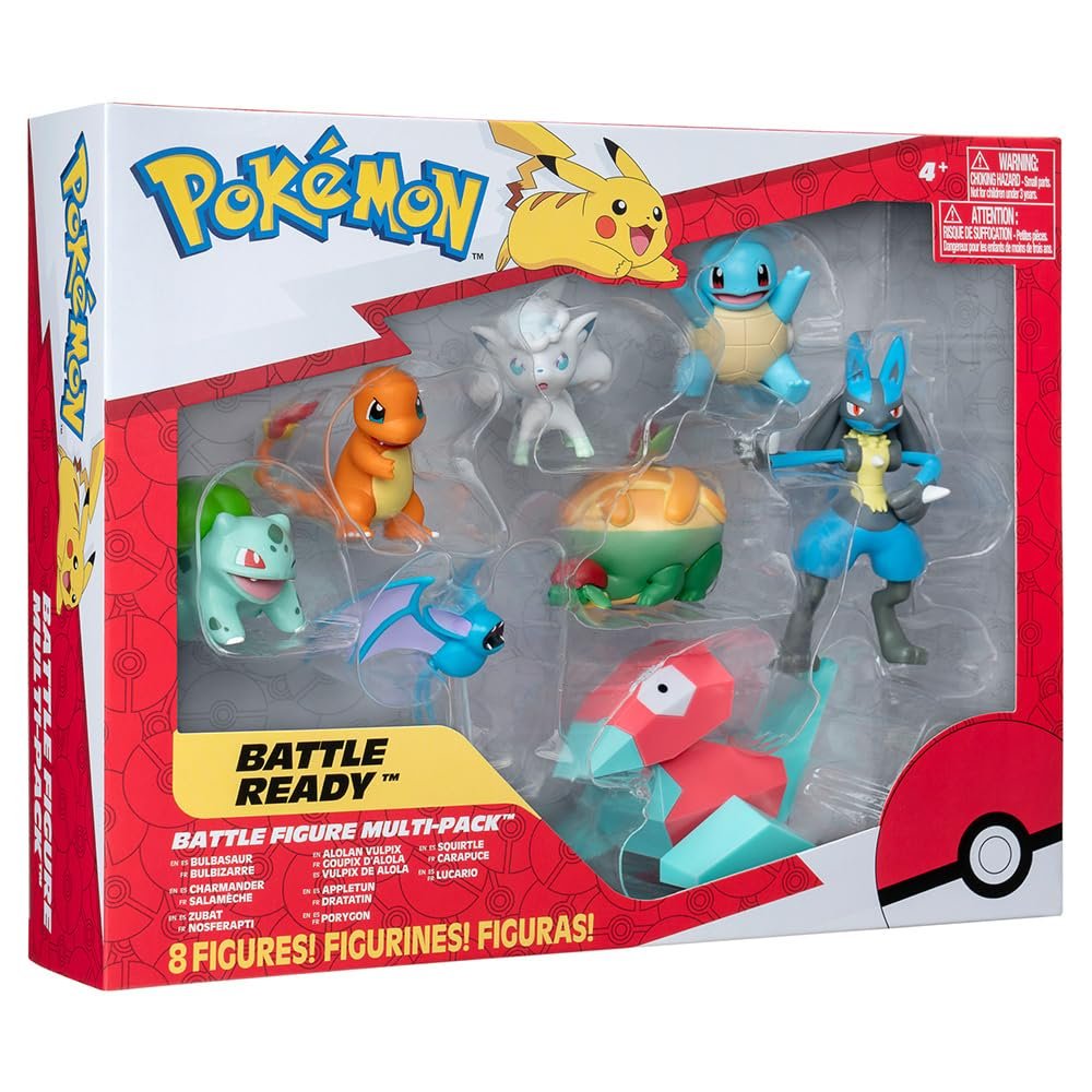 Фігурки Bandai Pokémon Bisasam Glumanda Schiggy Nosferapti Goupix d'Alola Dratatin Porygon Lucario, 5-8 см, 8 шт., фото №6