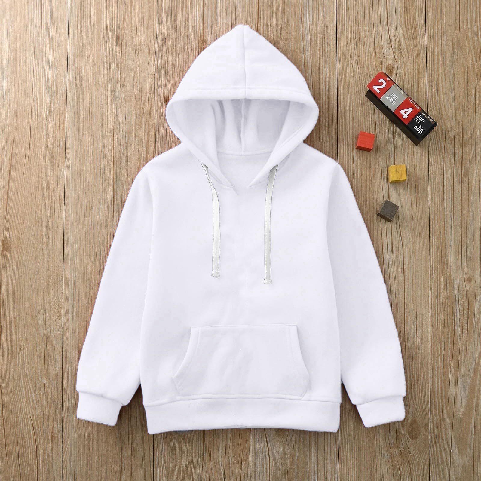 Худи Generisch однотонное с капюшоном для мальчиков и девочек, длинный рукав, осень-зима, фото №6