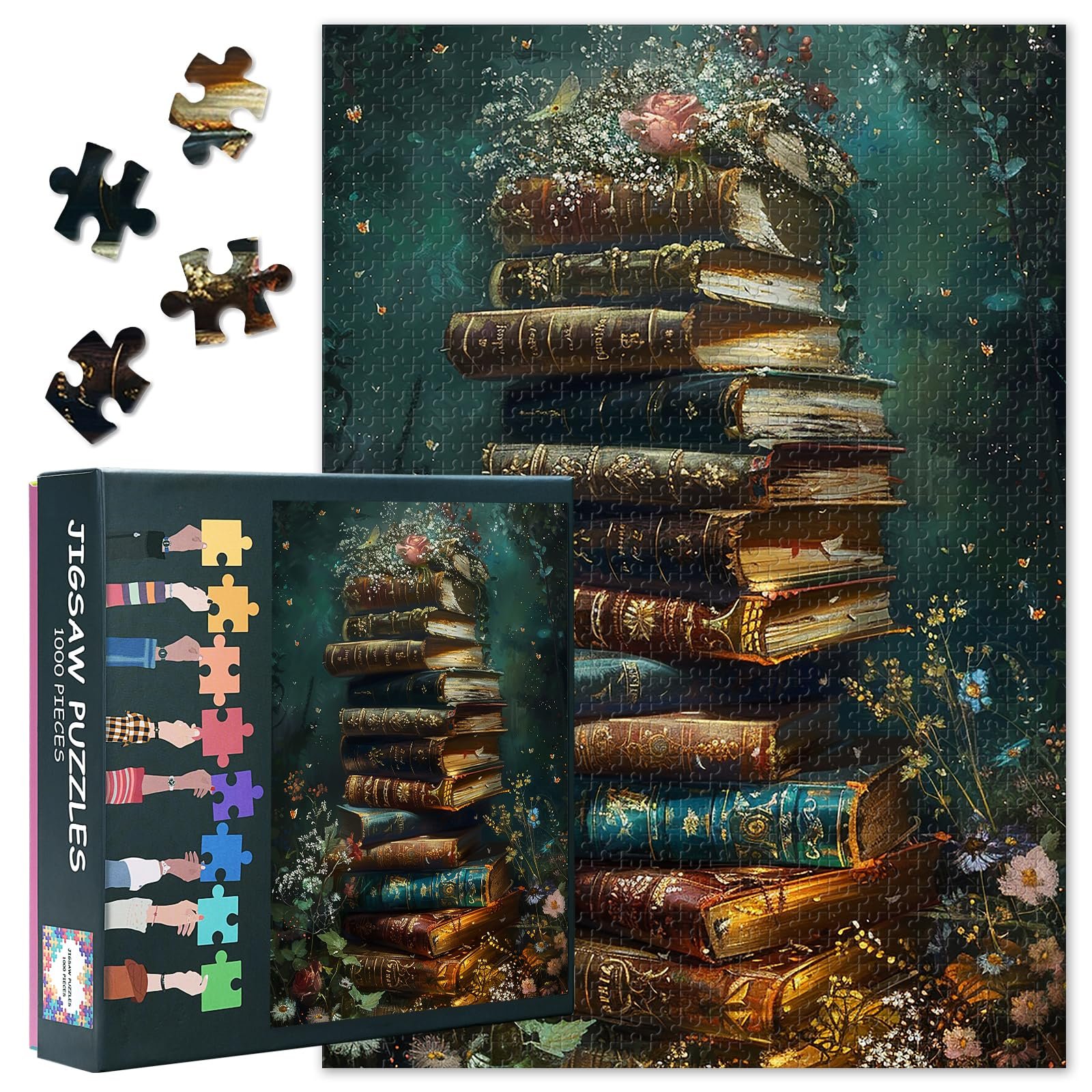 Пазл Вінтажні книги Квітучий флорал 1000 деталей 70 х 50 см, фото №1