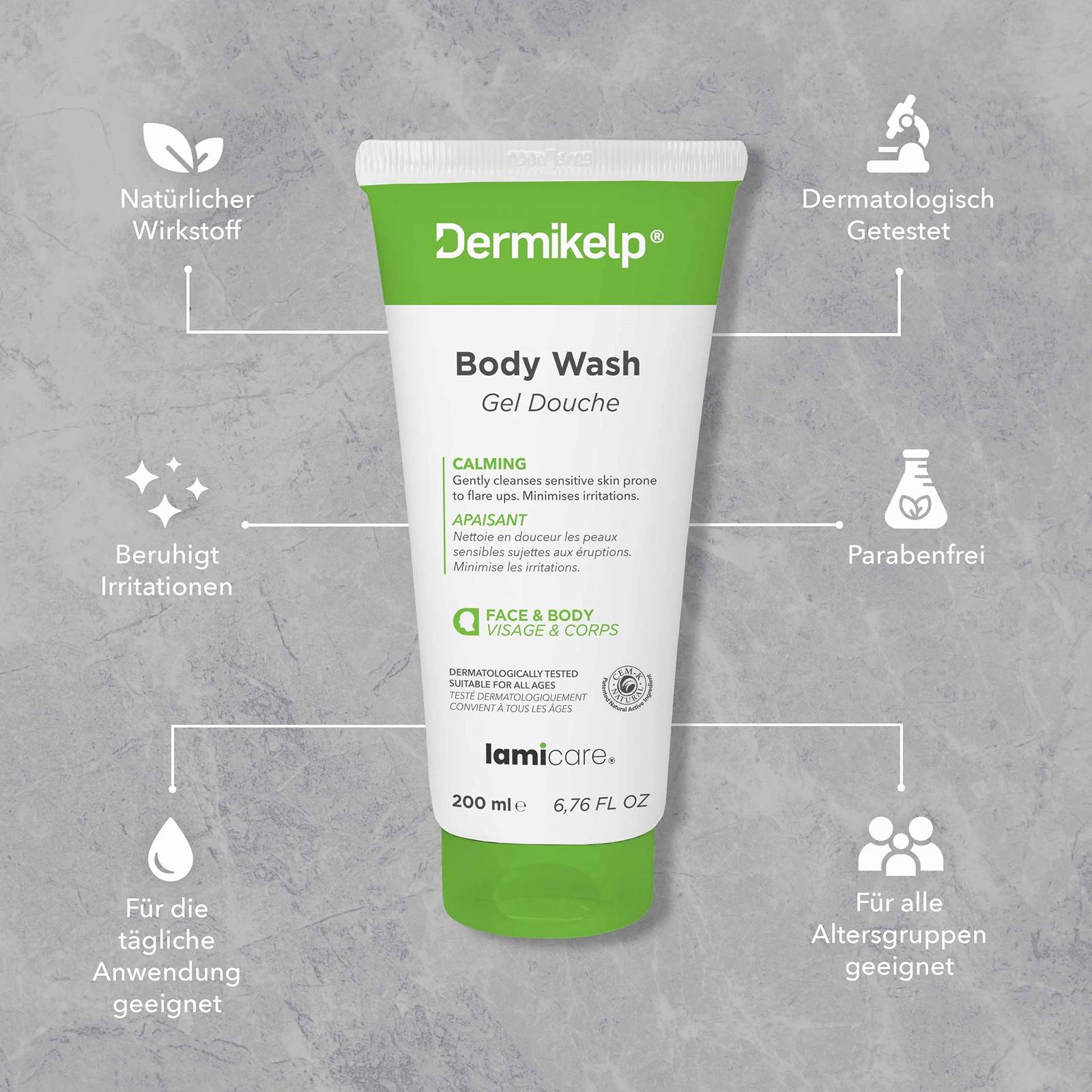 Гель для душу Dermikelp Sensitive Skin заспокійливий очищувальний з екстрактом морських водоростей CEM-K без парабенів 200 мл, фото №3