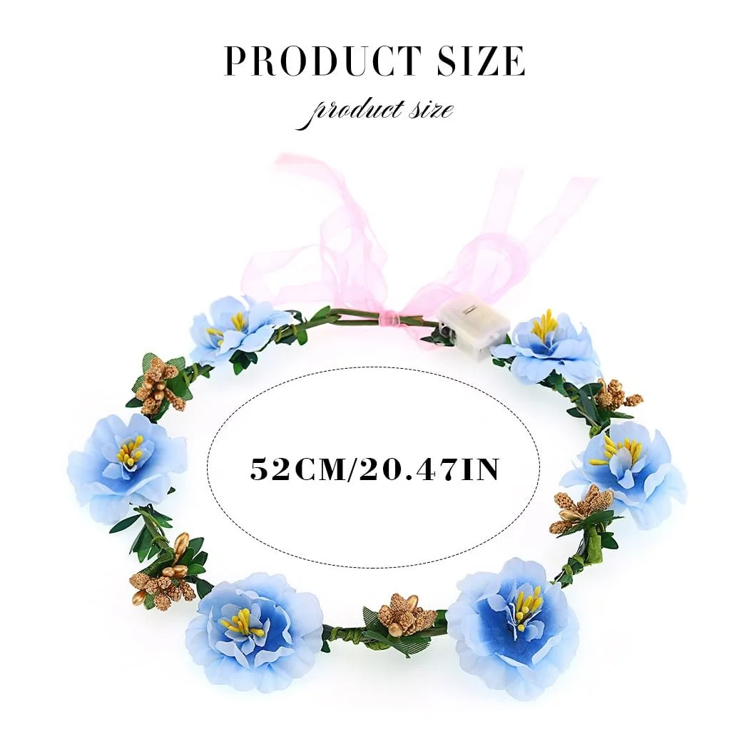 Вінок для волосся Zoestar з квітами, що світяться, фото №3 Вінок для волосся Zoestar з квітами, що світяться, фото №3