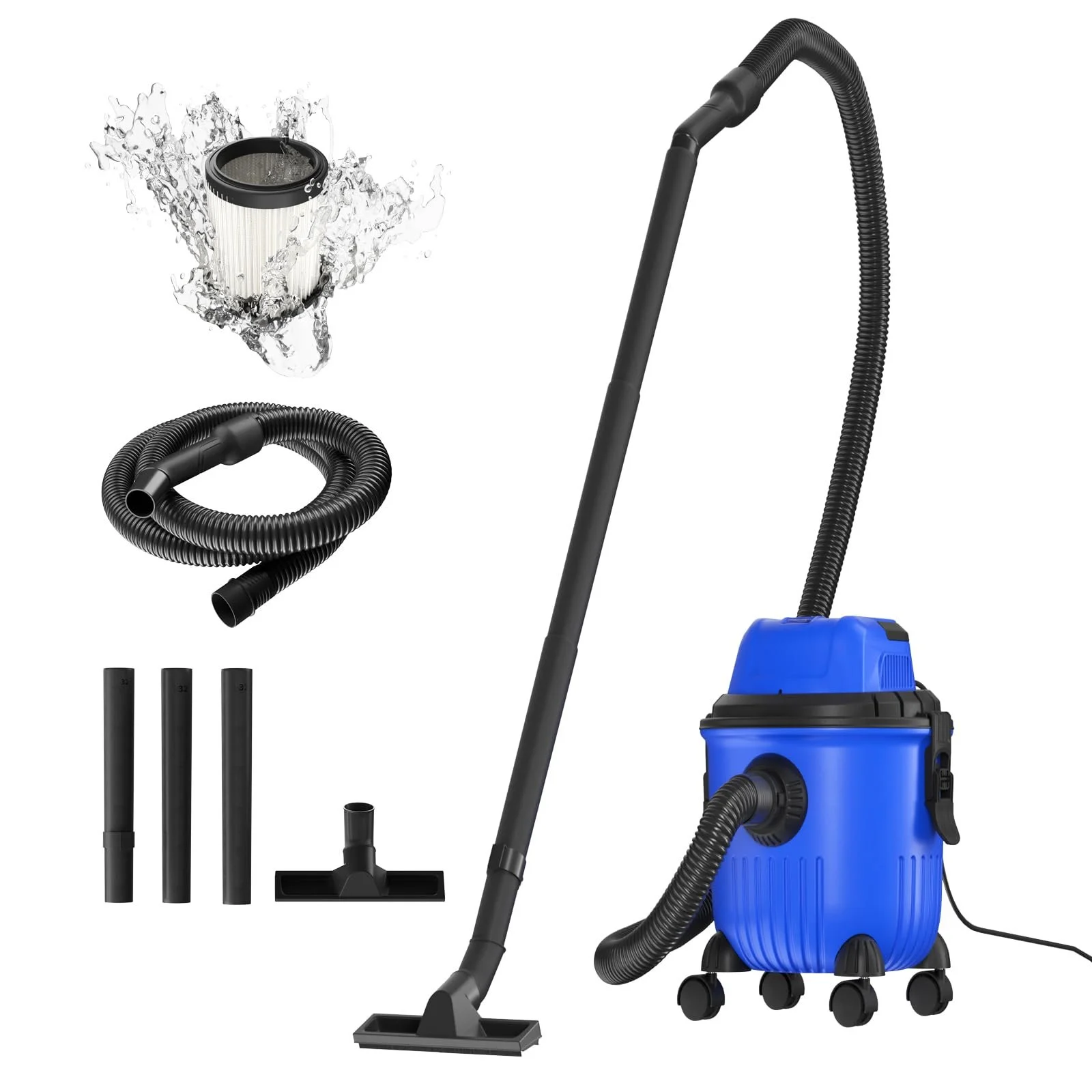 Промисловий пилосос HSHa для золи та диванів Wet and Dry HEPA 1.5 м Blue, фото №1