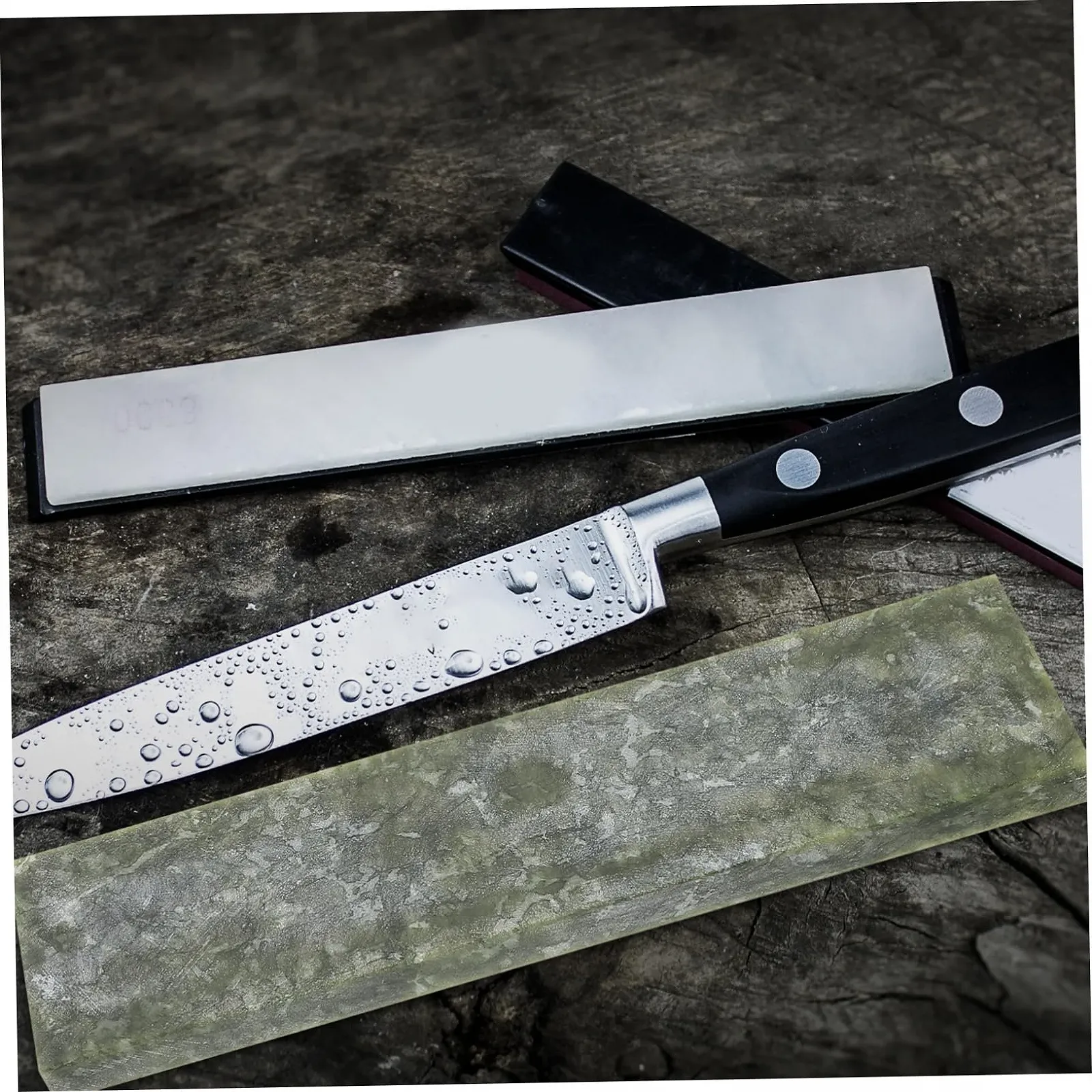 Точильний камінь природний Green Polishing Stone для ножів та ножиць 1 набір, фото №7