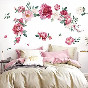 Наклейка на стіну Рожеві півонії Водонепроникна DIY synthetic.ua - Фото 1