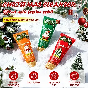 Очищающее средство для лица Рождество Набор для умывания для женщин Рождественские подарки для женщин Очищающее средство для лица Рождественский подарок для мамы Девушки Коллег Мягкое очищение Витамин С Авокадо Клубника Набор из 3 штук synthetic.ua - Фото 1