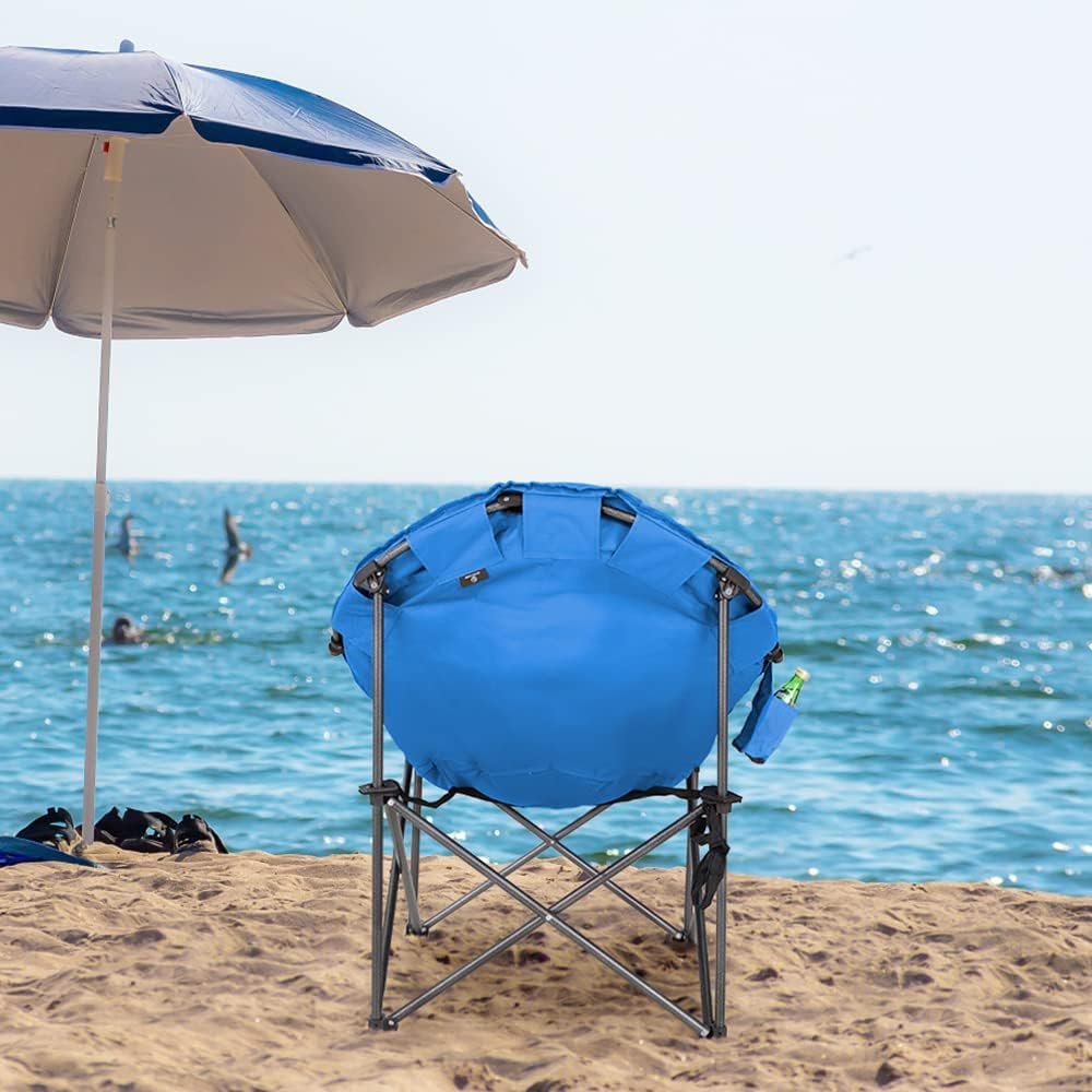 Розкладне крісло для кемпінгу HIGH POINT SPORTS XXL / до 150 кг / Блакитний, фото №3