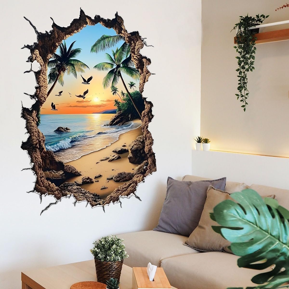 3D Наклейка на стіну Підводний світ Рибки Захід сонця 56 x 56 см, фото №4 3D Наклейка на стіну Підводний світ Рибки Захід сонця 56 x 56 см, фото №4