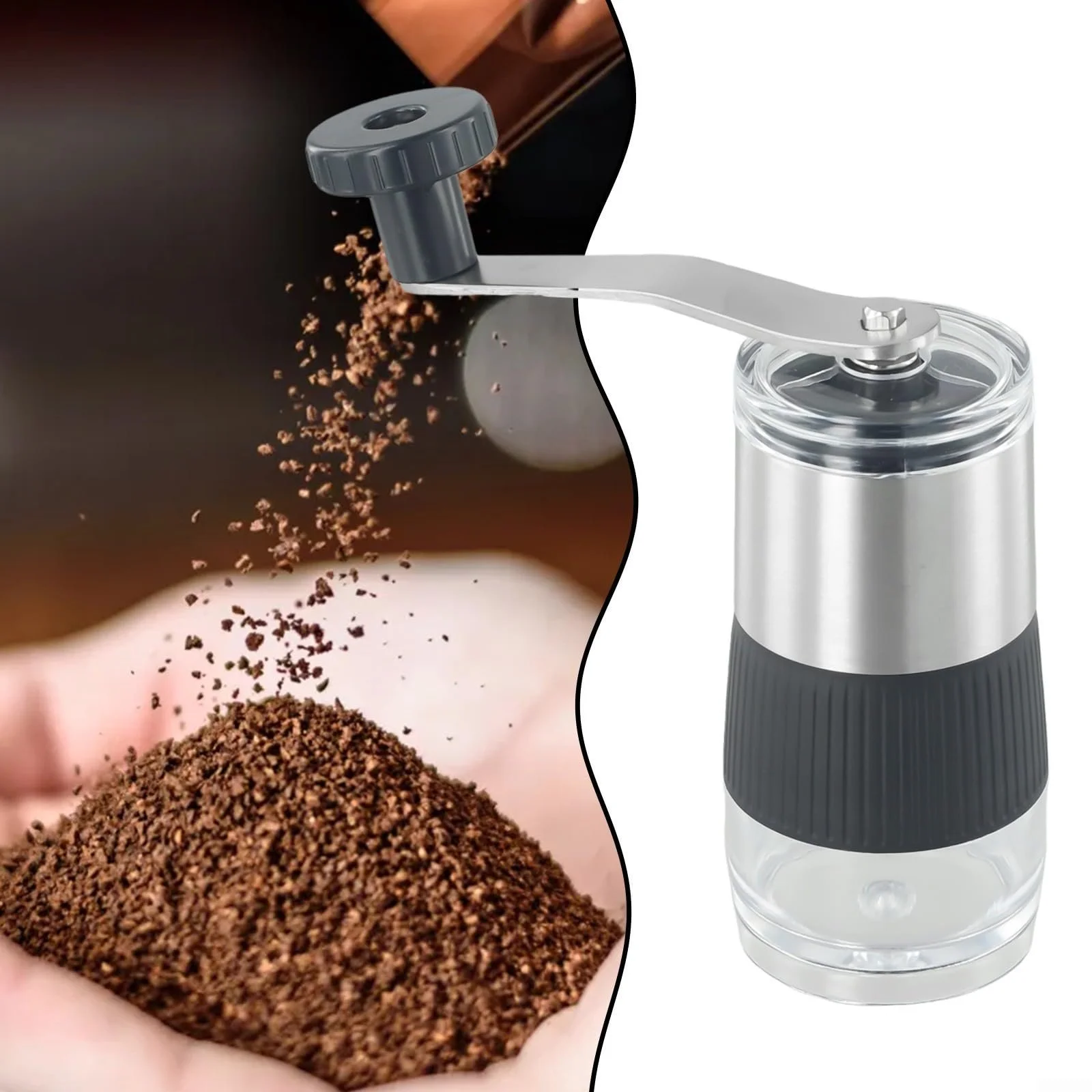 Кофемолка ручная, Espresso Grinder, портативная, с регулируемыми параметрами помола, серебряная, фото №2 Кофемолка ручная, Espresso Grinder, портативная, с регулируемыми параметрами помола, серебряная, фото №2