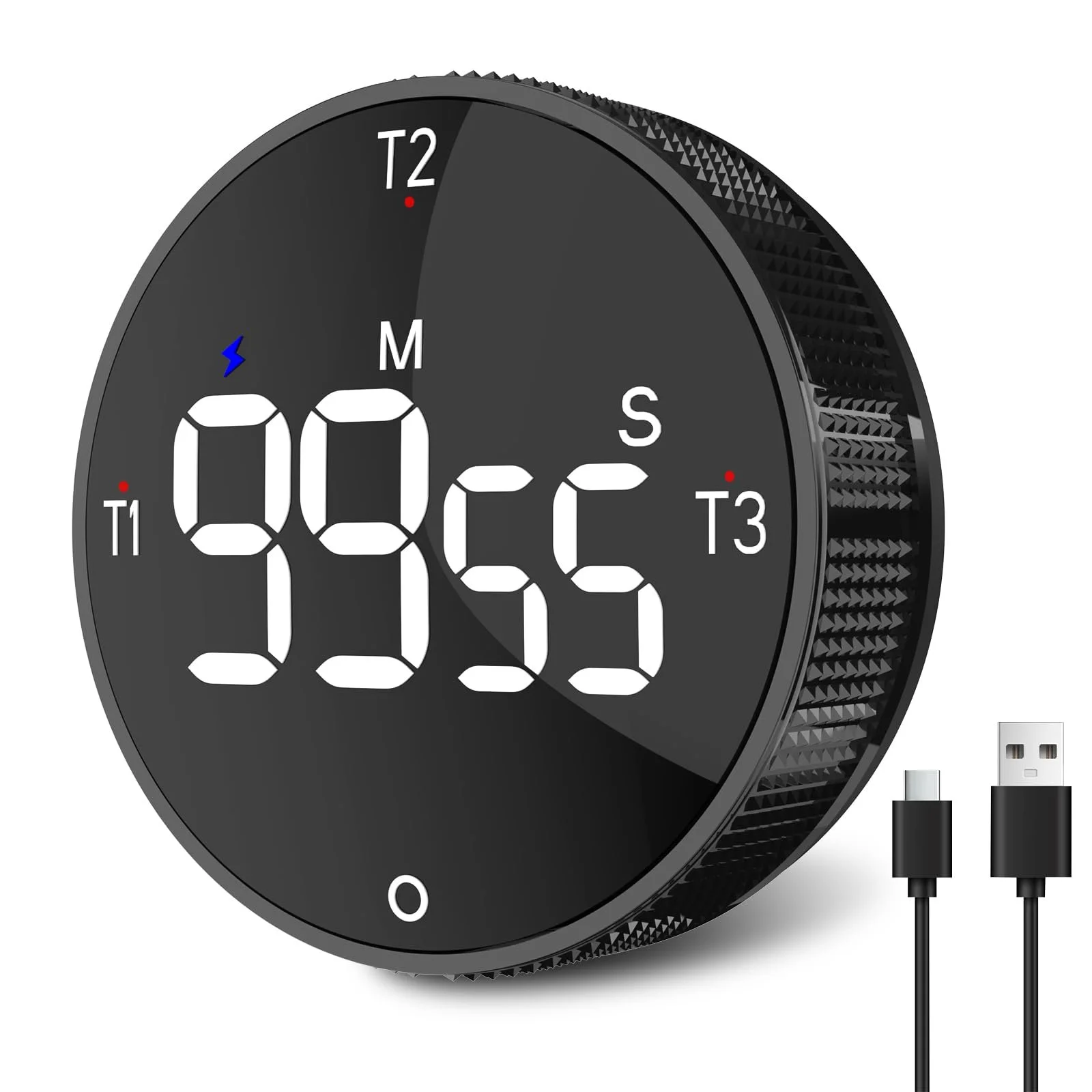 Таймер кухонный Цифровой 3-канальный LED Type-C Магнитный, фото №1