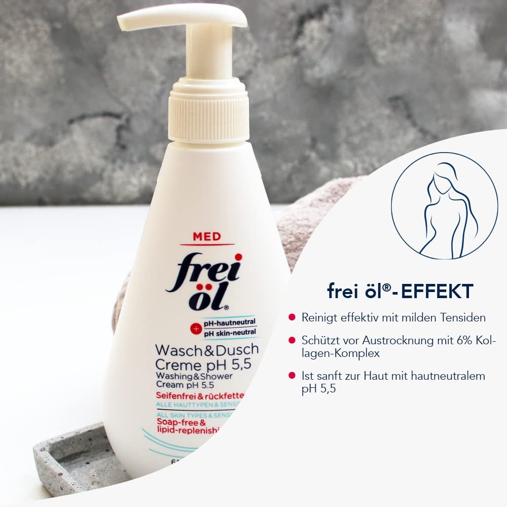 Крем для умывания и душа frei öl MED pH 5.5 без мыла 250 мл, фото №3 Крем для умывания и душа frei öl MED pH 5.5 без мыла 250 мл, фото №3