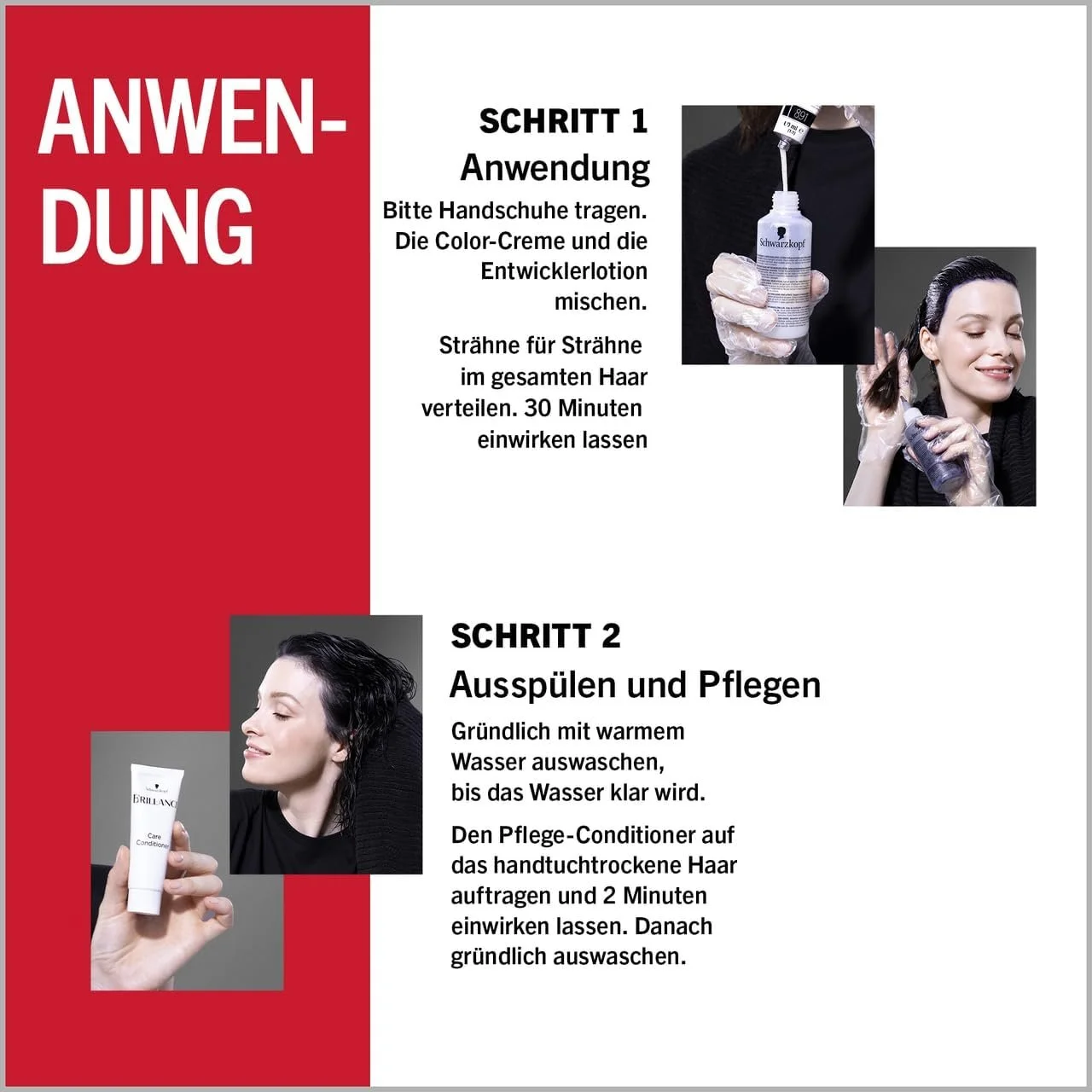 Крем-фарба для волосся Brillance Інтенсивний колір 884 Какао Коричневий (2 x 160 мл), Стійка фарба для волосся з діамантовим блиском та кондиціонером для догляду, фото №4 Крем-фарба для волосся Brillance Інтенсивний колір 884 Какао Коричневий (2 x 160 мл), Стійка фарба для волосся з діамантовим блиском та кондиціонером для догляду, фото №4