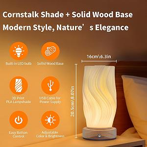 Настільна лампа FANSIR Medium Breeze A Wooden Base 9-Level Dimmable USB PLA Lampshade synthetic.ua - Фото 1