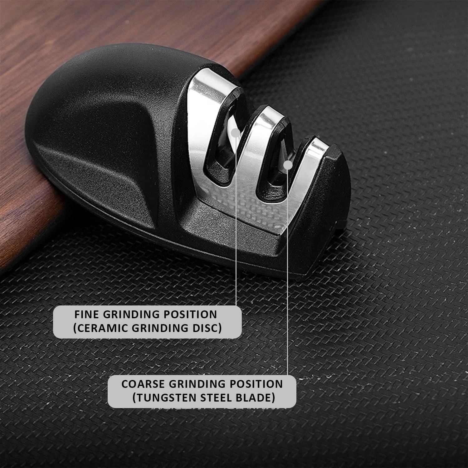 Точилка для ножів ручна портативна міні 9.5 x 4.5 см Чорна, фото №3