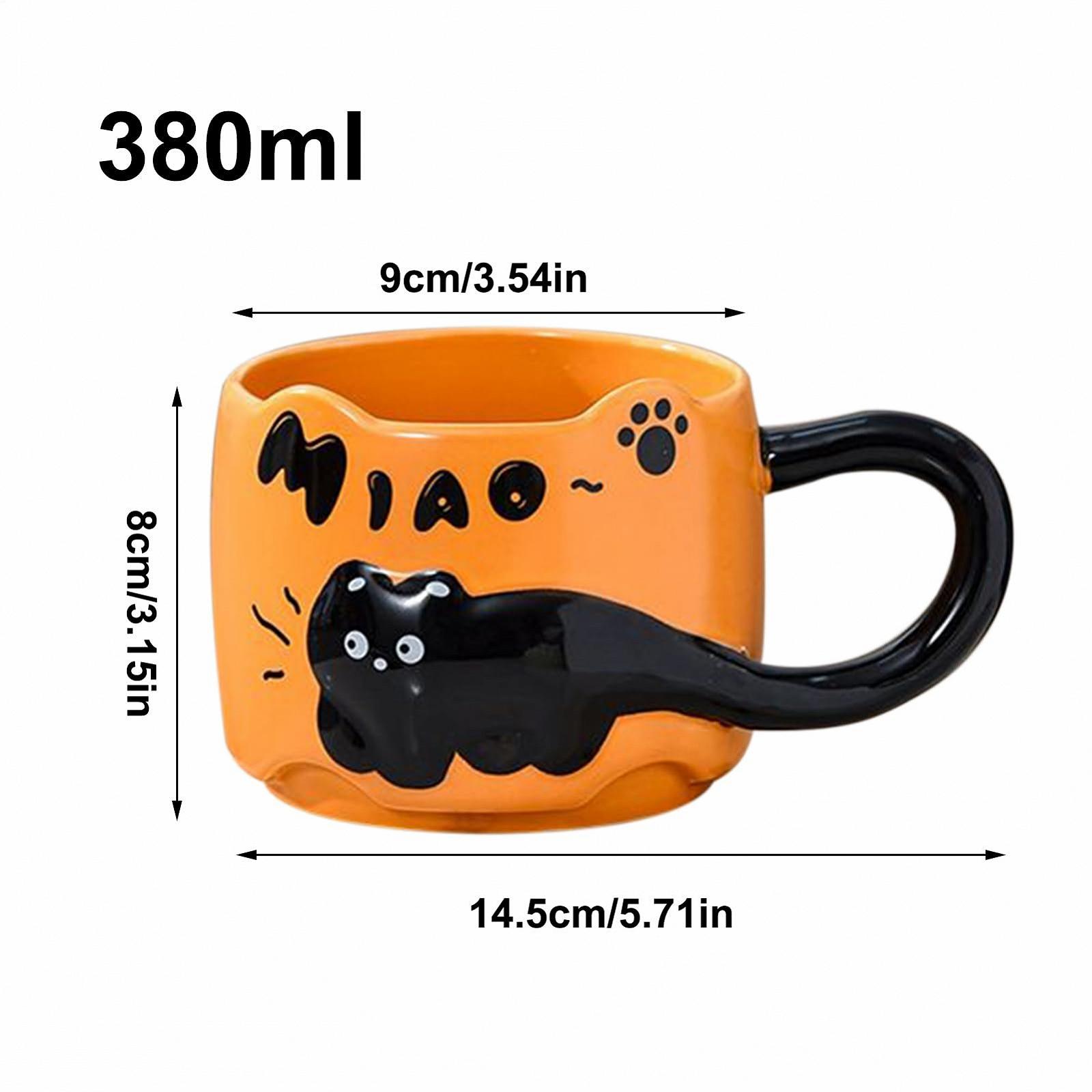 Кружка Кошачья, штабелируемая кружка для латте для горячих напитков - Забавные декоративные керамические чайные чашки с мультяшными котами для женщин, девочек, детей, фото №5