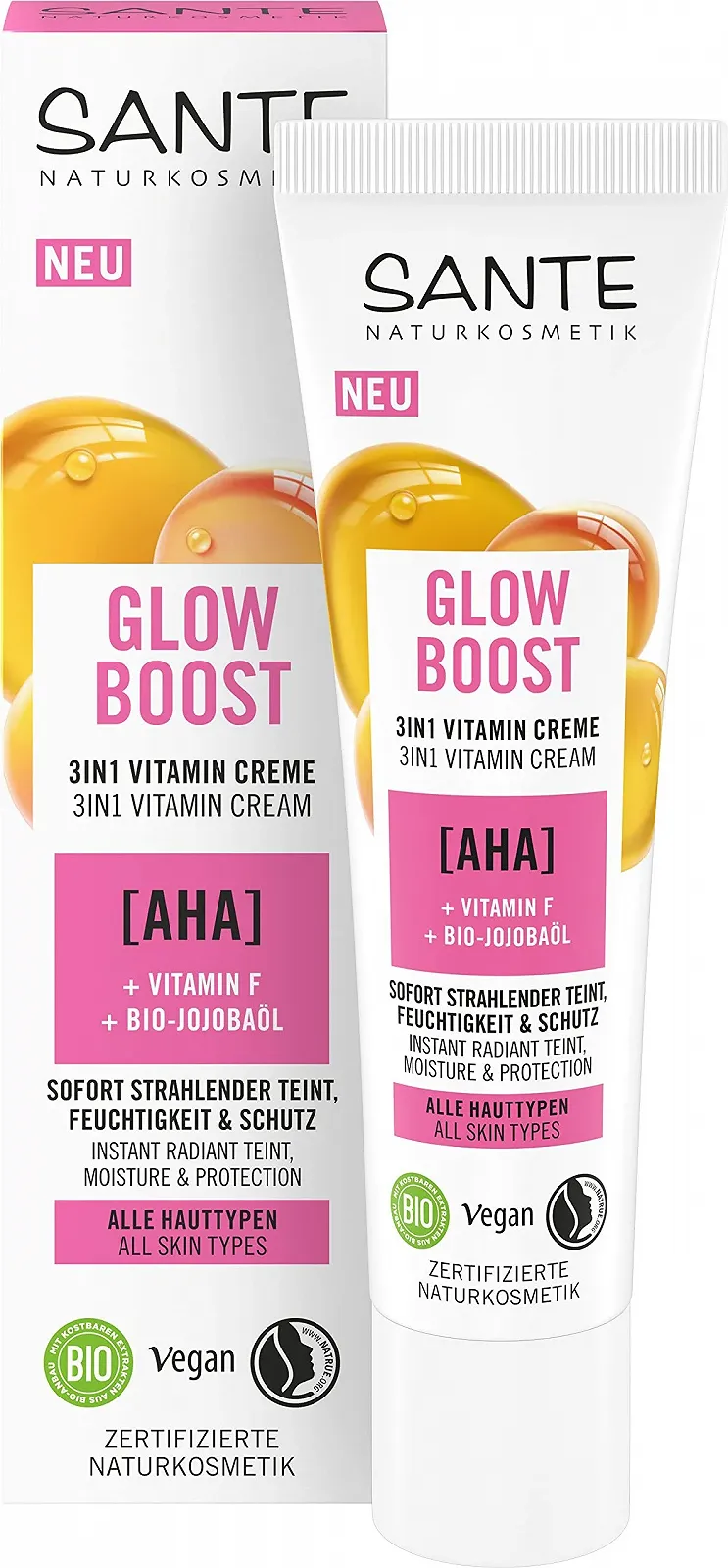 Вітамінний крем для обличчя SANTE Naturkosmetik Glow Boost 3-in-1 з AHA, вітаміном F та органічною олією жожоба 30 мл, фото №1 Вітамінний крем для обличчя SANTE Naturkosmetik Glow Boost 3-in-1 з AHA, вітаміном F та органічною олією жожоба 30 мл, фото №1