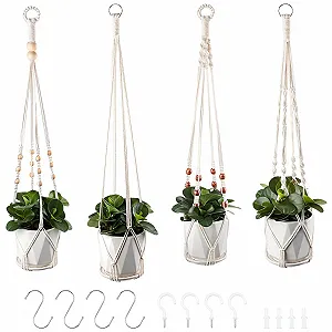 Підвісні кошики макраме Petutu Boho Набір 4 шт. Натуральна бавовна - Фото 1