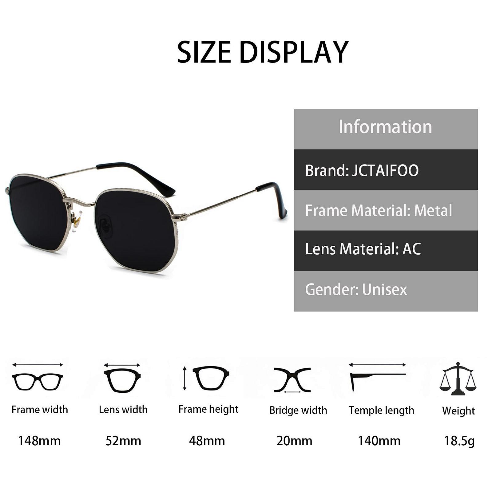 Сонцезахисні окуляри Багатокутні JCTAIFOO Модні для чоловіків і жінок Легкі шестикутні металеві UV400, фото №4 Сонцезахисні окуляри Багатокутні JCTAIFOO Модні для чоловіків і жінок Легкі шестикутні металеві UV400, фото №4