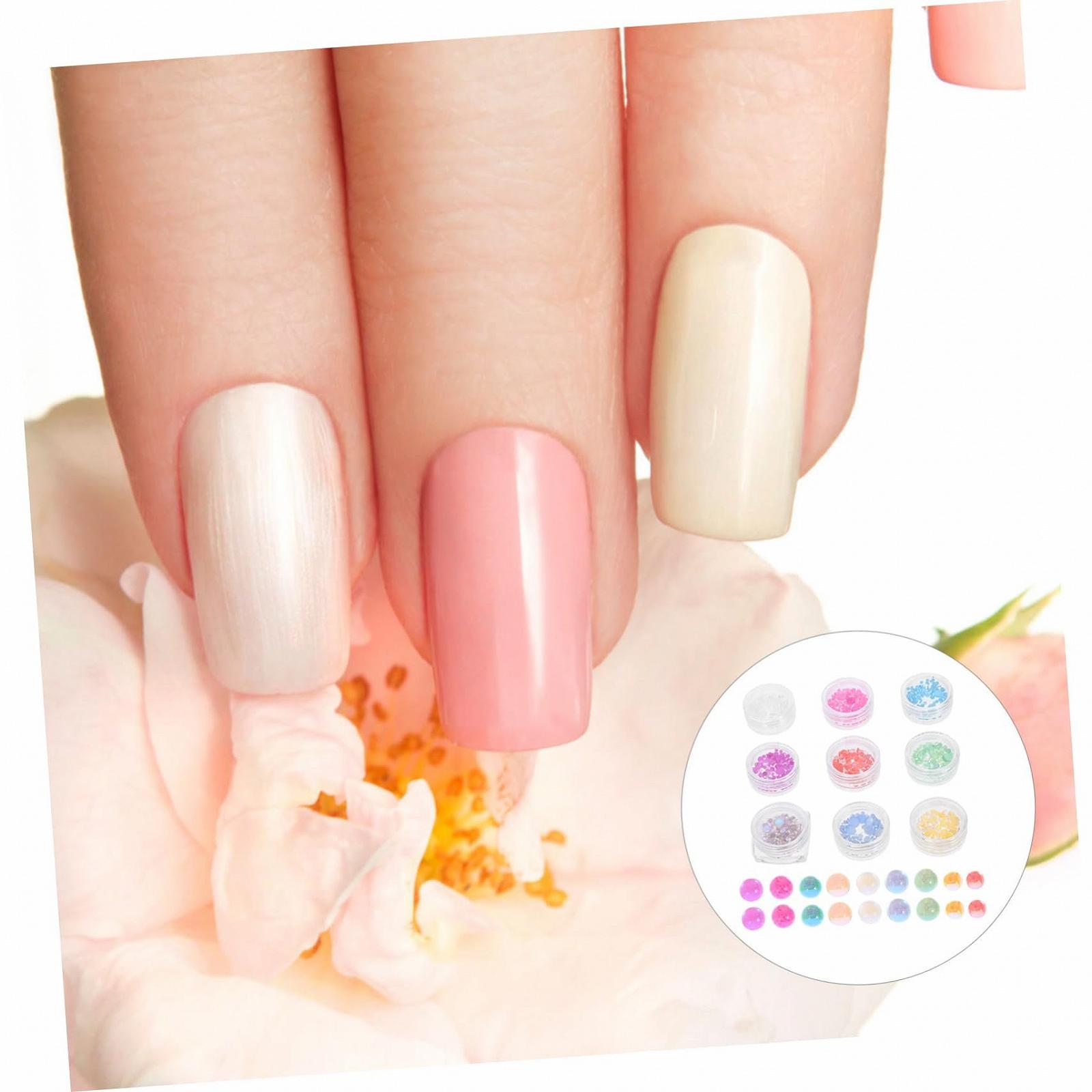 Прикраси для нігтів (9 коробок) Healeved, акрилові дорогоцінні камені, бісер для нігтів, міні-бісер, скло, фото №3