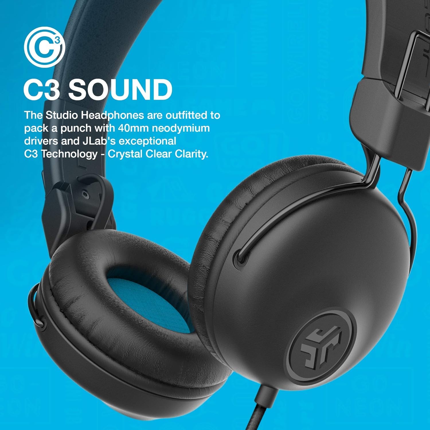 Навушники JLab Studio Провідні На-вуха C3 Звук Чорні, фото №5 Навушники JLab Studio Провідні На-вуха C3 Звук Чорні, фото №5