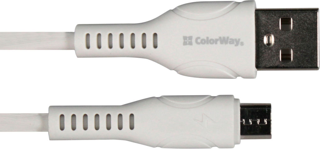 Кабель для зарядки моб телеф USB 1м білий ColorWay MicroUSB CW-CBUM028-WH, фото №1