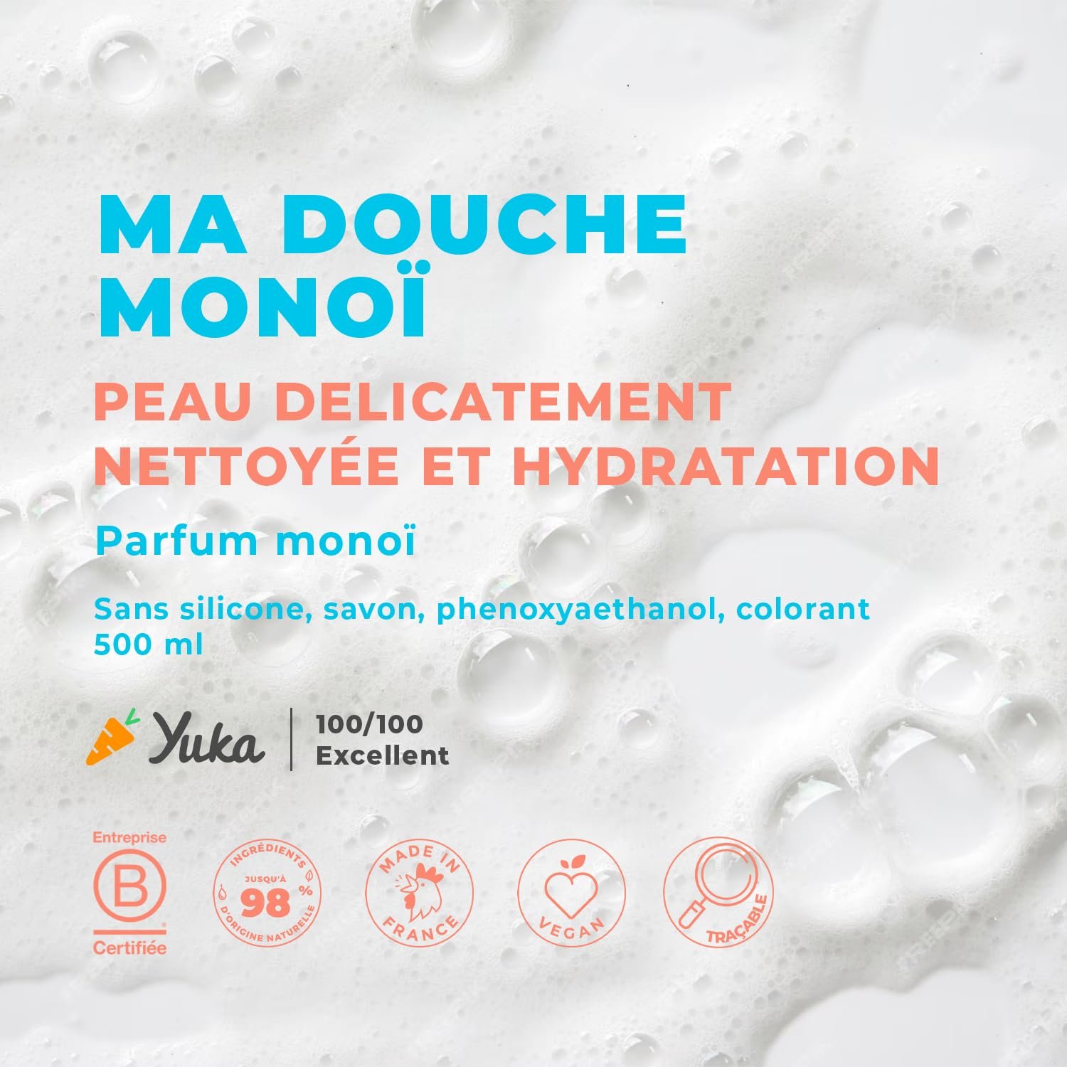 Гель для душа Energie Fruit Monoï & Macadamia pH-нейтральный Органический Веганский 500 мл, фото №3